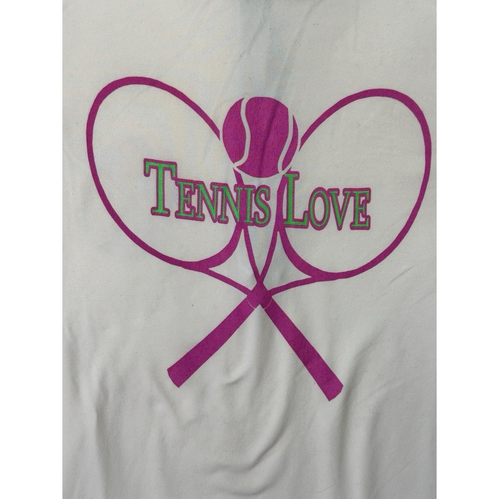 Alo Yoga Tennis Love Quarter Zip Pullover‎ L Cream Tenniscore Graphic Warm Up